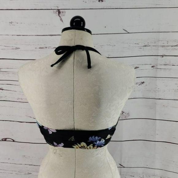 Kona Sol‎ Black Floral Halter Bikini Top - Picture 4 of 7
